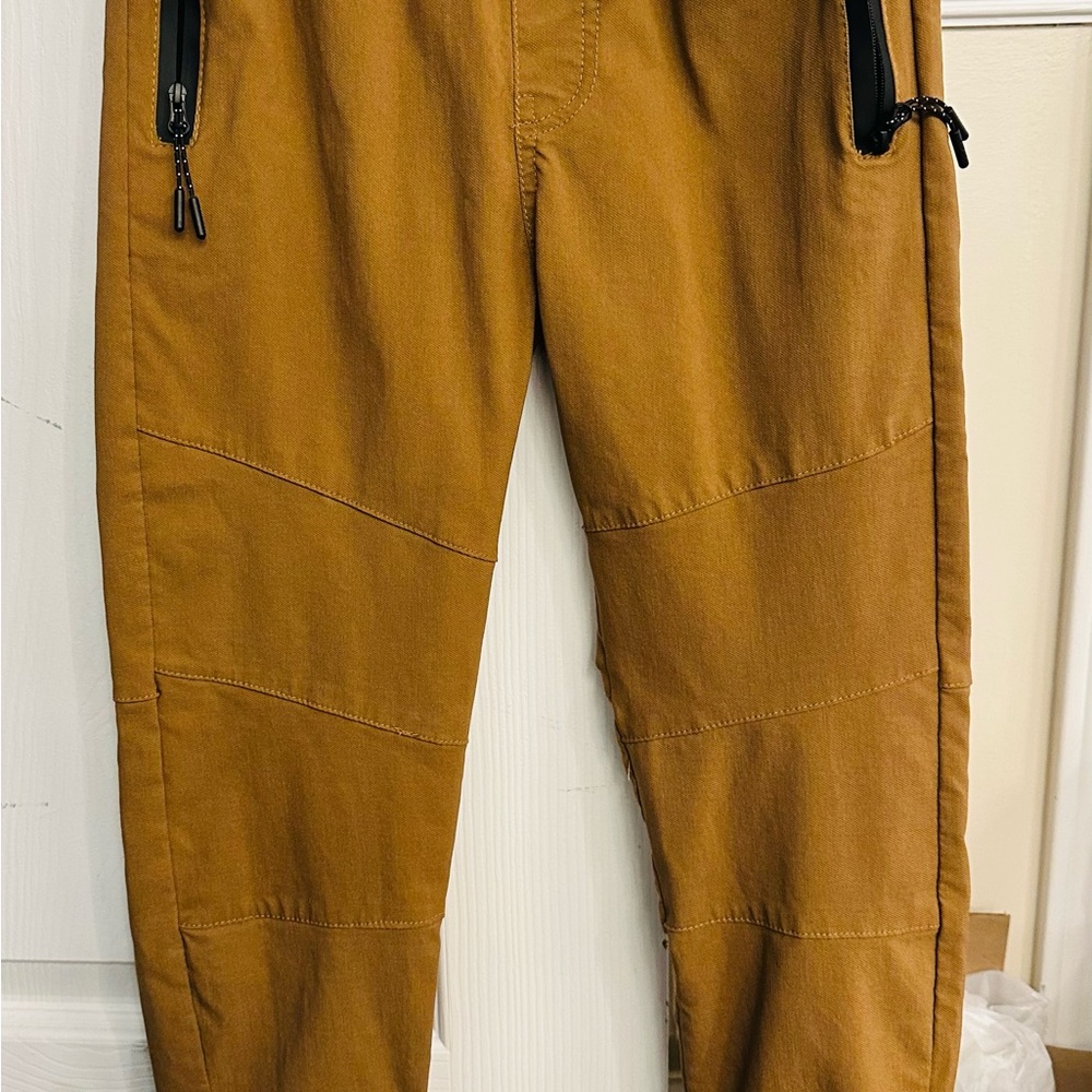 Kids' Casual Tan Pants with Zipper Pockets